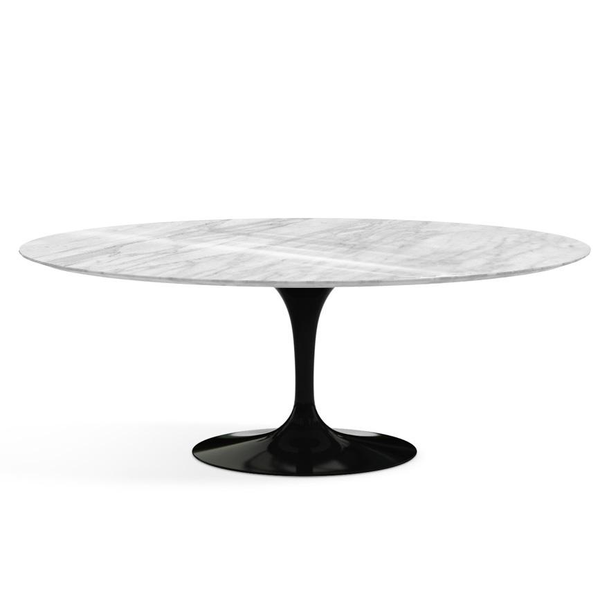 Saarinen 78" Oval Dining Table Medium Dining Tables Knoll Black Carrara marble, Shiny finish 