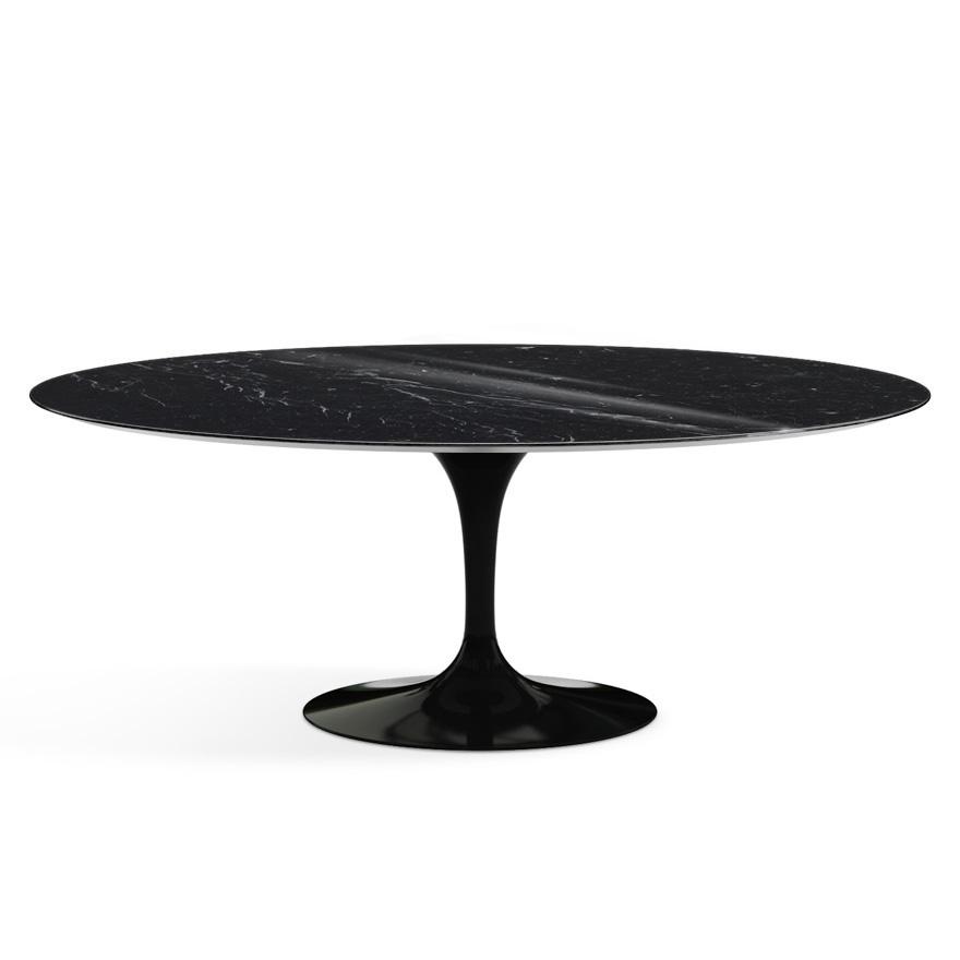 Saarinen 78" Oval Dining Table Medium Dining Tables Knoll Black Nero Marquina marble, Shiny finish 