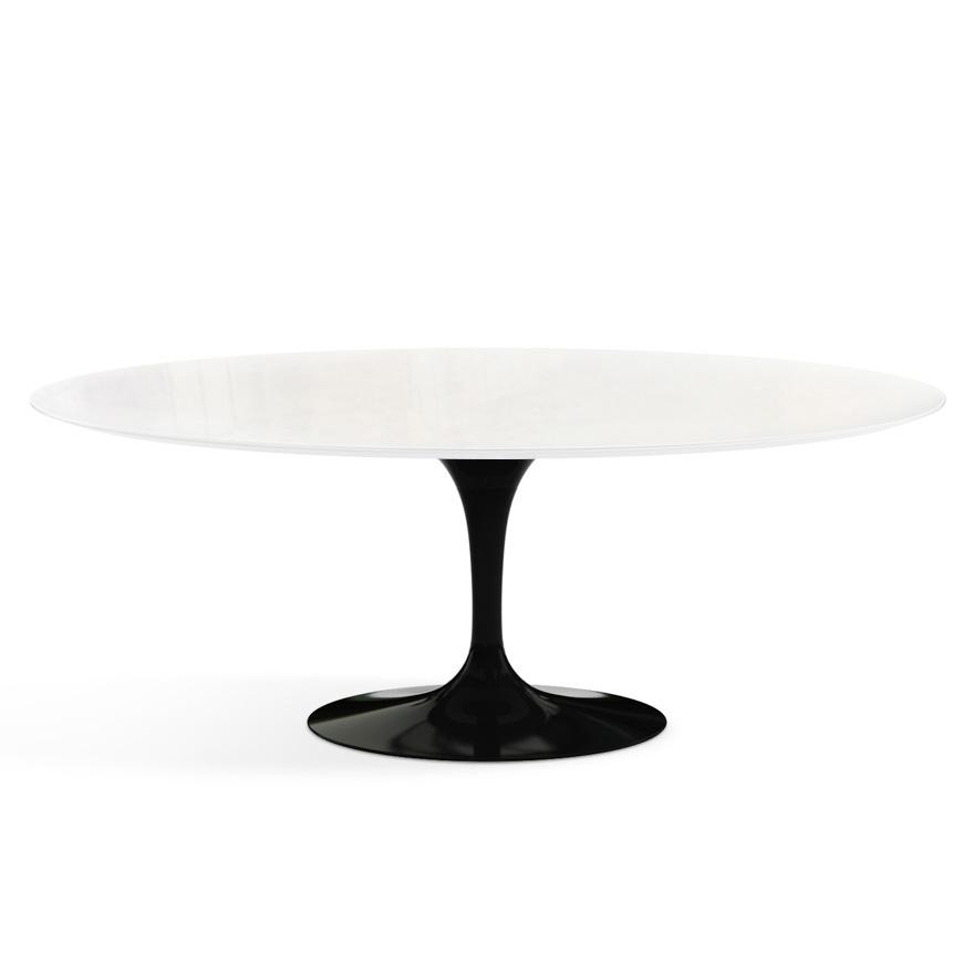 Saarinen 78" Oval Dining Table Medium Dining Tables Knoll Black Vetro Bianco 