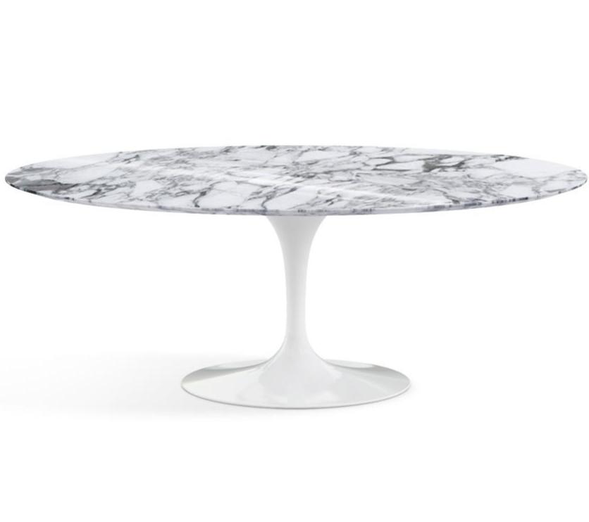 Saarinen 78" Oval Dining Table Medium Dining Tables Knoll White Arabescato marble, Shiny finish 