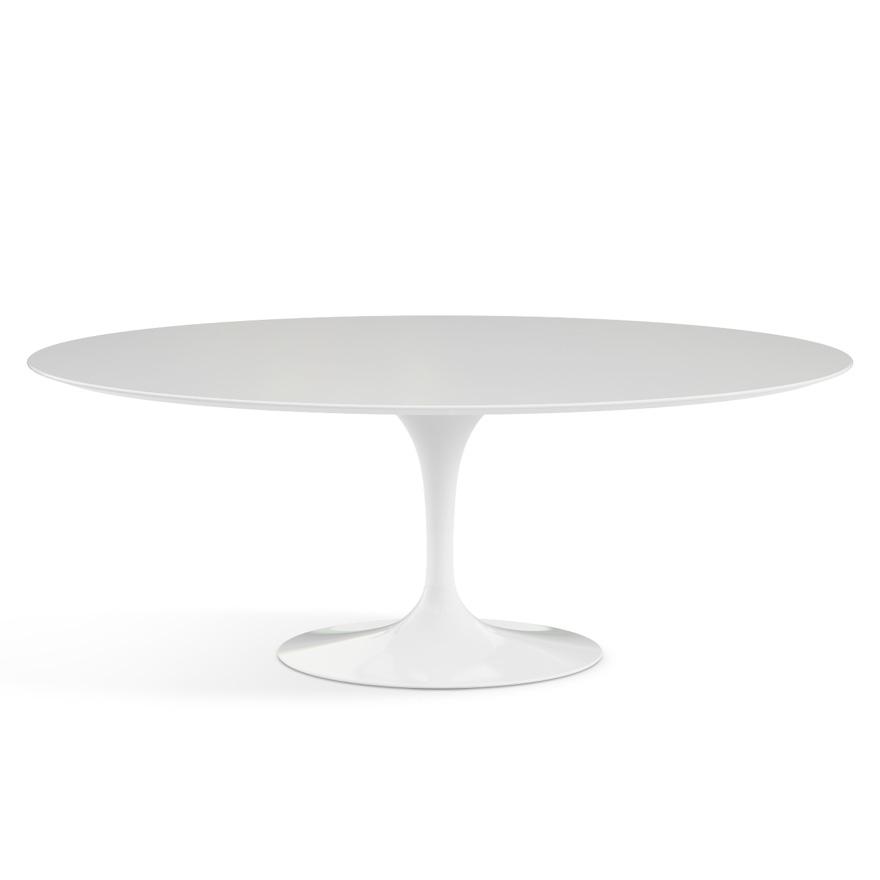 Saarinen 78" Oval Dining Table Medium Dining Tables Knoll White White laminate, Satin finish 
