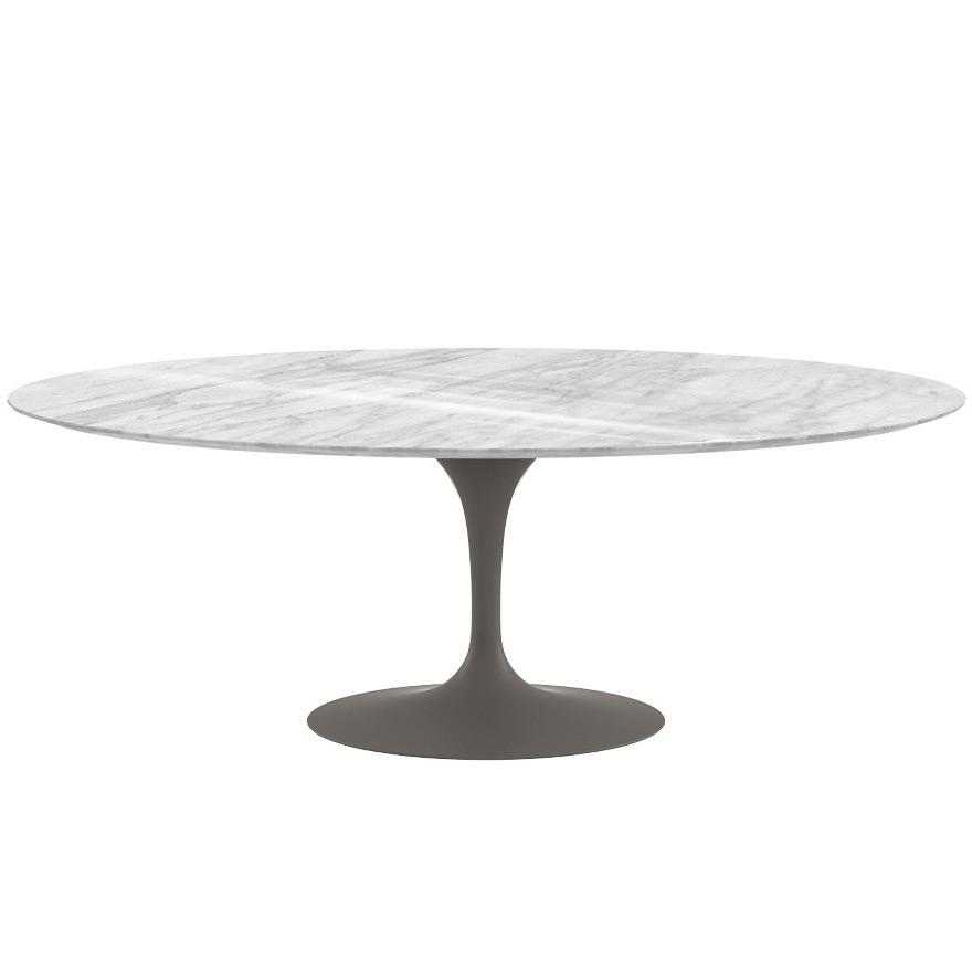 Saarinen 96" Oval Dining Table Large Dining Tables Knoll Grey Carrara marble, Shiny finish 