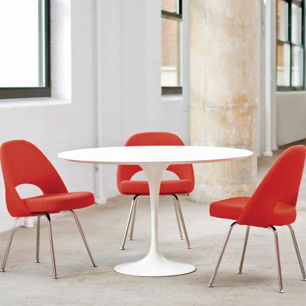 Saarinen Executive Armless Chair With Tubular Legs Side/Dining Knoll 