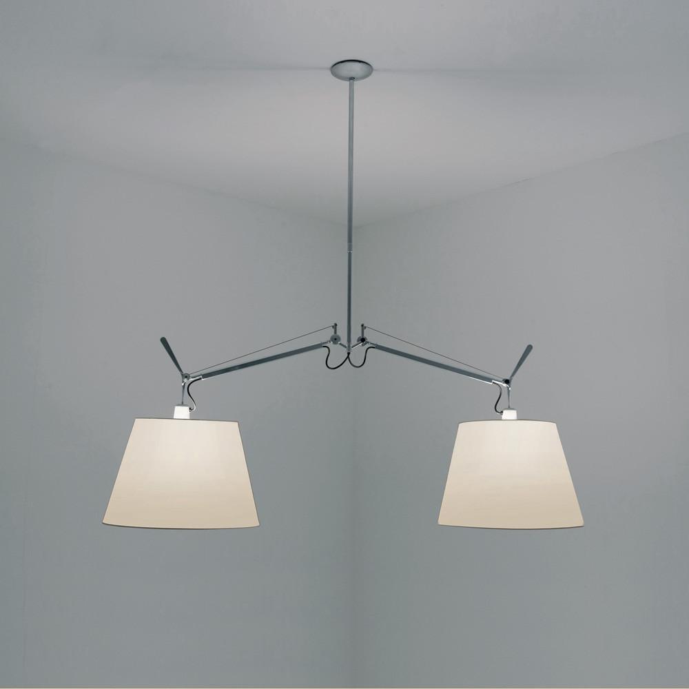 Tolomeo Double Shade Suspension Lamp hanging lamps Artemide 17" Parchment 