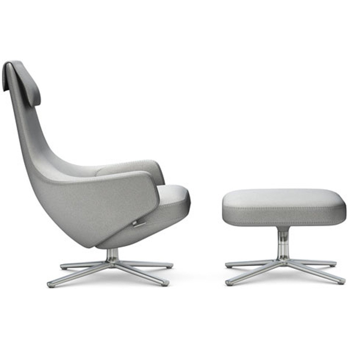 Repos Lounge Chair & Ottoman lounge chair Vitra Polished 16.1-Inch Cosy Contrast - Pebble Grey - 01