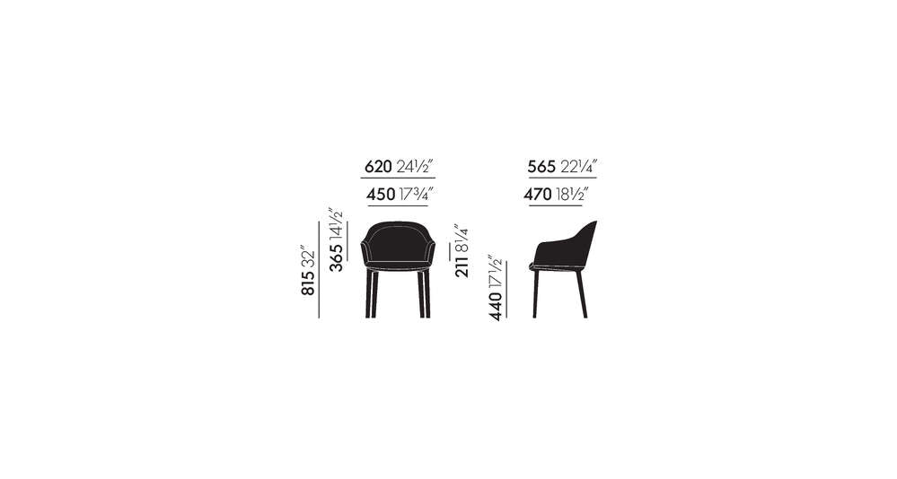 Softshell Chair - Four-Leg Base Side/Dining Vitra 