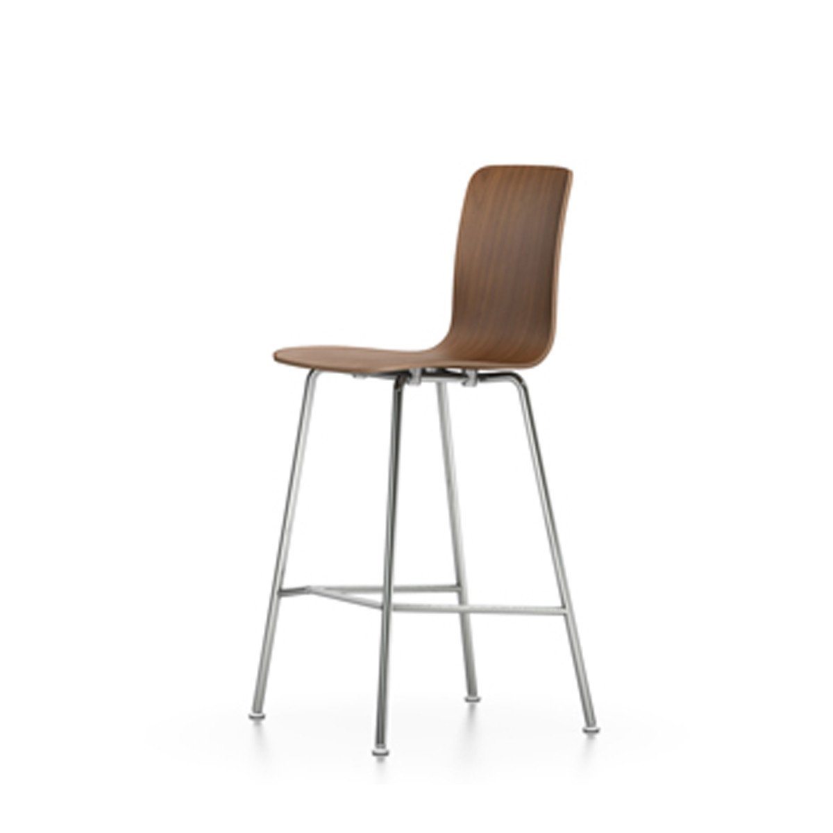 HAL Ply Stool Medium bar seating Vitra walnut black pigmented white hard glides (standard)