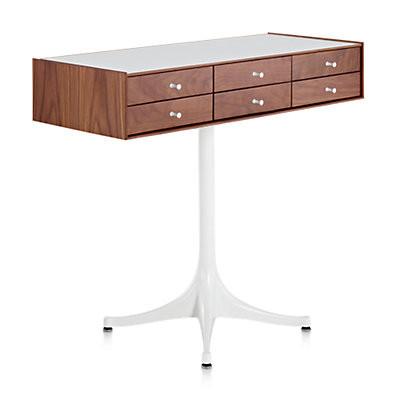 Nelson Miniature Chest 6 Drawer With Pedestal storage herman miller Walnut Studio White Studio White