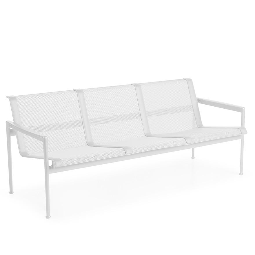 1966 Three Seat Lounge Chair With Arms Outdoors Knoll White Frame with White Mesh & Strap 
